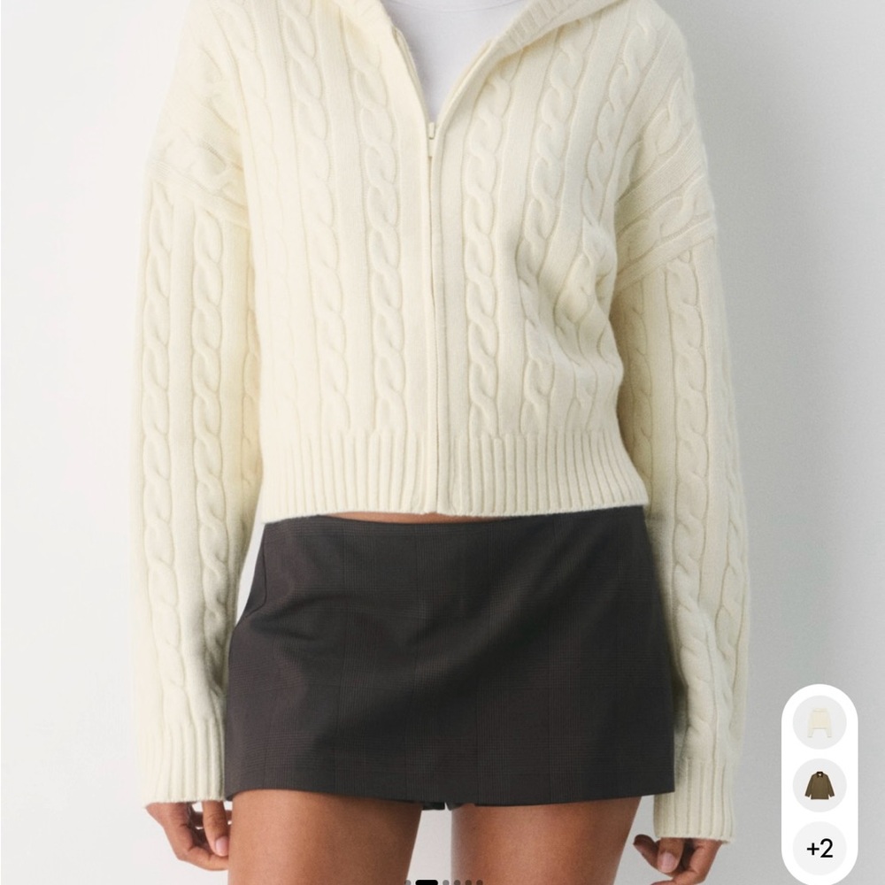 Sunday Best Cream Cable Knit Zip-Up Hoodie